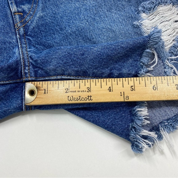 Levi's 501 High Rise Distressed Blue Jean Cutoff Denim Shorts Waist 31 Raw Hem - Picture 11 of 12